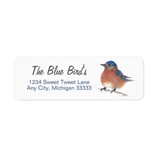 Kute Bluebird Art Label (Voorkant)