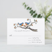 Kute Bluebird Wedding Invitting RSVP Kaartje (Staand voorkant)