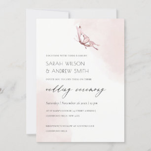 KUTE BLUSH WATERVERF BUTTERFLY WEDDING INVITE BEDANKKAART