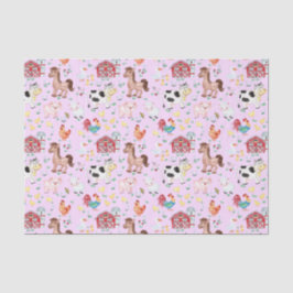 Kute boerderijdieren Roze achtergrond Tissuepapier