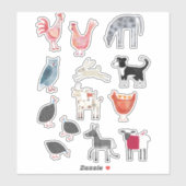 Kute-boerderijdieren Sticker (Vel)