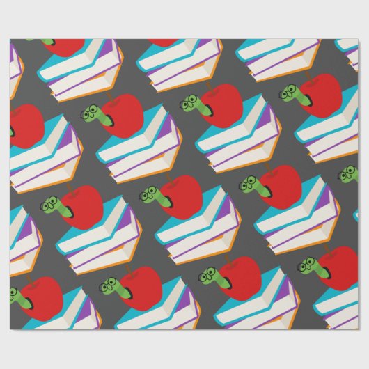 Kute bookworm met design voor appelkinderen cadeaupapier (Vlak)