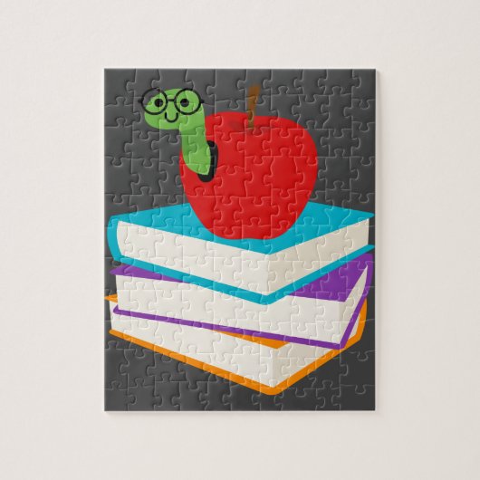 Kute bookworm met design voor appelkinderen legpuzzel (Verticaal)