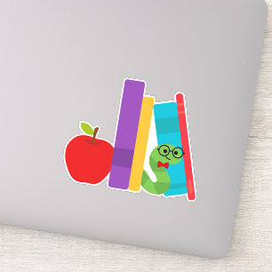 Kute bookworm met design voor appelkinderen sticker