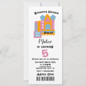 Kute Bounce House Birthday Ticket Style Uitnodigin Kaart (Voorkant)