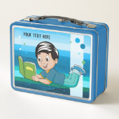 Kute Boy met Book Metal Lunch Box (Achterkant)