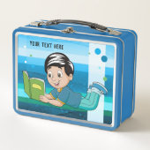 Kute Boy met Book Metal Lunch Box (Voorkant)