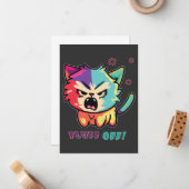 Kute boze kat die Fluff uitsloot. Notitiekaartje (Voorkant / Achterkant in situ)