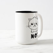 Kute boze kat die Neen sisseert. Tweekleurige Koffiemok (Voorkant rechts)