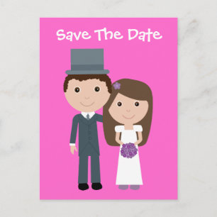 Kute Bride & Groom sparen de Datum Aankondigingskaart