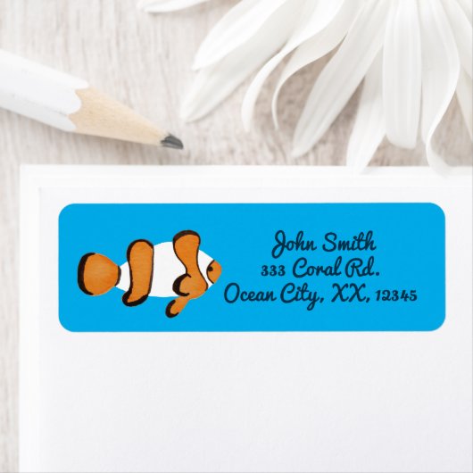 Kute Bright Blue Tropical Zee Creature Clownfish Etiket (Insitu)