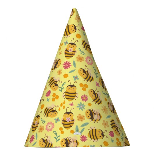 Kute Bright Happy Bumble Bee Pattern Kinderen Veer Feesthoedjes (Rechts)
