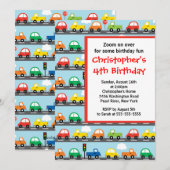 Kute Bright & kleurende auto's van Birthday Party Kaart (Voorkant / Achterkant)