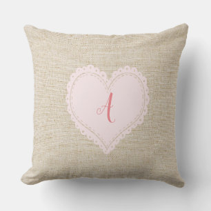 Kute Bright Sweet Heart Monogram Pillow toevoegen Kussen
