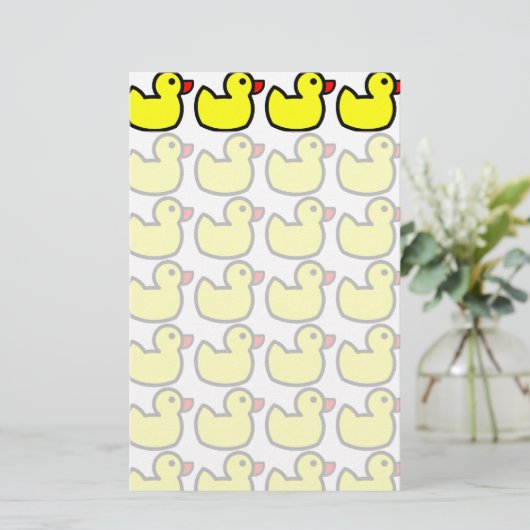 Kute Bright Yellow Rubber Ducky Pattern Briefpapier (Staand voorkant)