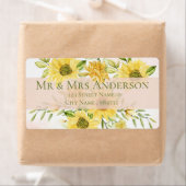 Kute Bright Yellow Sunflower Floral Address Label (Insitu)