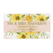 Kute Bright Yellow Sunflower Floral Address Label (Voorkant)