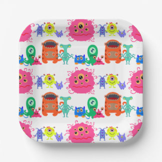Kute Brightly gekleurde Monster Papieren Bordje