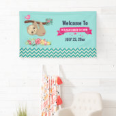 Kute bruine sleuf ondersteboven Baby shower Spandoek (Insitu)