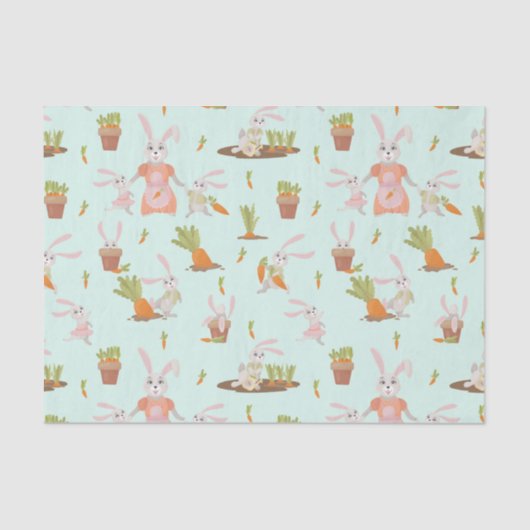 Kute Bunnies en wortelen Tissuepapier (Voorkant)