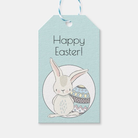 Kute Bunny Blue Pasen Cadeaulabel (Voorkant)