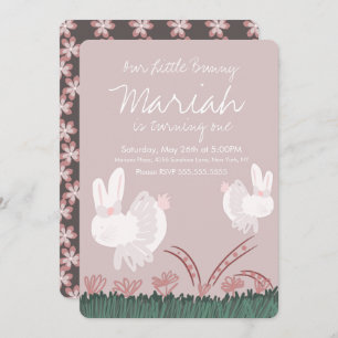 Kute Bunny Easter 1st Birthday Hand getekend Kaart