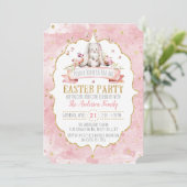 Kute Bunny Easter Party Uitnodigingen (Staand voorkant)
