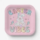Kute Bunny Easter Vibes Pastel Spring Party Papieren Bordje (Voorkant)