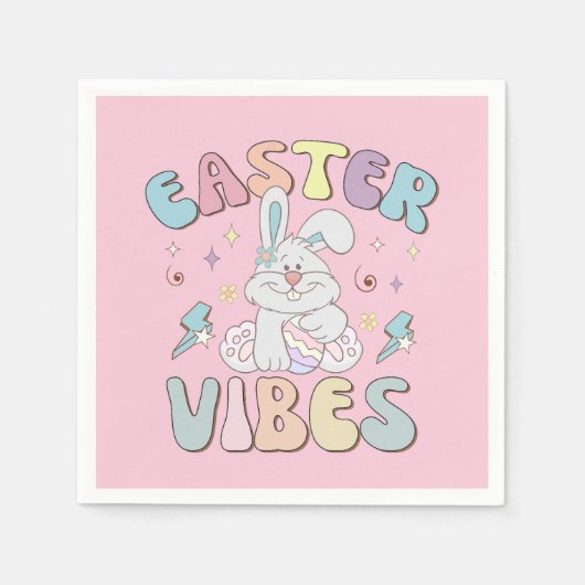 Kute Bunny Easter Vibes Pastel Spring Party Servet (Voorkant)