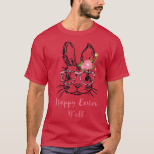 Kute Bunny Face met bril Leopard Print Happy E T-shirt