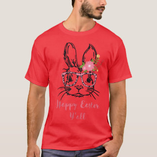 Kute Bunny Face met bril Leopard Print Happy E T-shirt