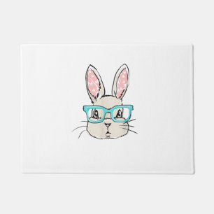 Kute Bunny Face met roze bril, paaskonijn F Deurmat