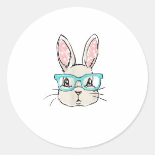 Kute Bunny Face met roze bril, paaskonijn F Ronde Sticker