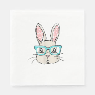 Kute Bunny Face met roze bril, paaskonijn F Servet