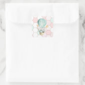 Kute Bunny in luchtballon | Hexagon Pattern Vierkante Sticker (Tas)