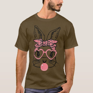 Kute Bunny met Bandana Heart Glasses Bubblegum Ea T-shirt