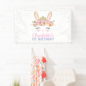 Kute Bunny Rabbit Baby shower Birthday Backdrop Spandoek (Insitu)