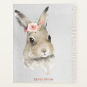 Kute Bunny Waterverf Floral Script Name Planner (Achterkant)