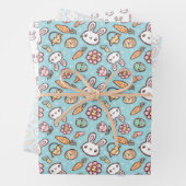 Kute Bunny Wrapping Paper Flat Sheet Set van 3 (In situ)