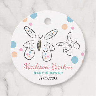 Kute Butterflies en Stippen Girl Baby shower Bedankjes Labels