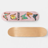 Kute  Butterflies Glitter Roos Monogram Skateboard (Horizontaal)