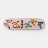 Kute  Butterflies Glitter Roos Monogram Skateboard (Horizontaal)