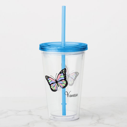 Kute Butterfly met naam Acryl Drinkbeker (Voorkant)
