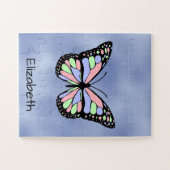 Kute Butterfly met Name Text Sjabloon Legpuzzel (Horizontaal)