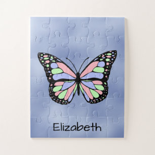Kute Butterfly met Name Text Sjabloon Legpuzzel