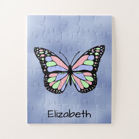 Kute Butterfly met Name Text Sjabloon Legpuzzel (Verticaal)