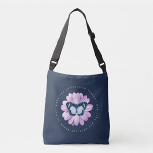 Kute Butterfly op roze Daisy Inspirerend Quote Crossbody Tas
