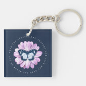 Kute Butterfly op roze Daisy Inspirerend Quote Sleutelhanger (Achterkant)