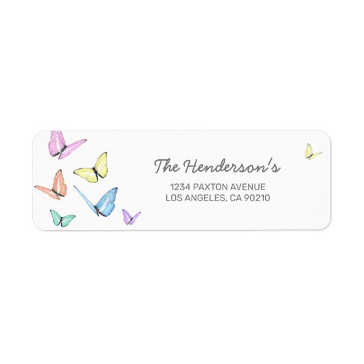 Kute Butterfly Return Address Label (Voorkant)
