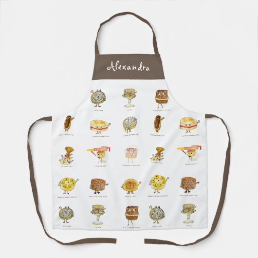 Kute cake-dessertpatroon gepersonaliseerd schort (Voorkant)